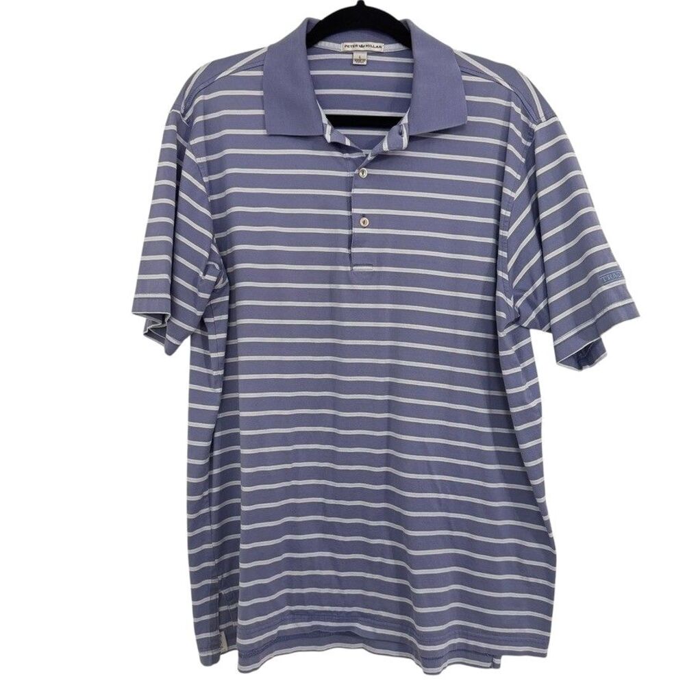 Peter Millar Polo Mens LARGE Shirt Cotton Stretch Golf Casual Breathable Striped